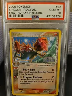 2006 POKEMON EX CRYSTAL GUARDIANS #22 KINGLER-REVERSE FOIL PSA 10 - Image 1