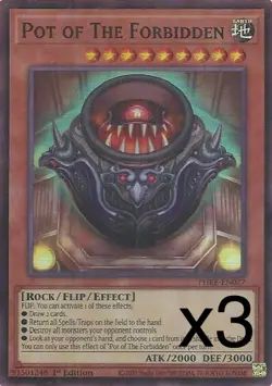 3X Yugioh Pot of The Forbidden PHRE-EN027 Super Rare 1st Edition NM - Image 1