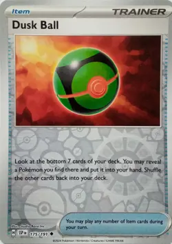 175/191 DUSK BALL REVERSE HOLO SURGING SPARKS POKEMON CARD - Image 1