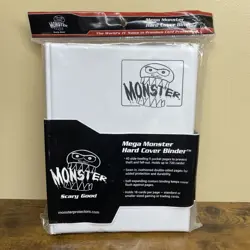 Mega Monster Hard Cover White Binder 9 Pocket Holds 720 Trading Cards Read Descr - Image 1