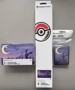 Pokemon Center Eevee & Umbreon Twilight Playmat, Double Deck Box, & Card Sleeves - Image 1