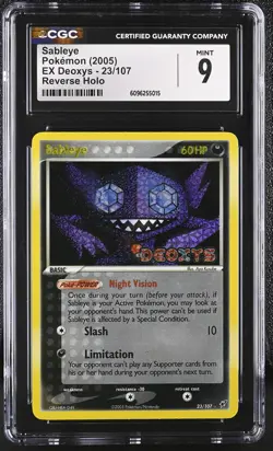 CGC 9 MINT Sableye 2005 EX Deoxys 23/107 Reverse Holo Stamped Pokemon Card - Image 1