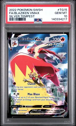 2022 Pokemon Sword & Shield Silver Tempest Blaziken VMAX #TG15 PSA 10 - Image 1