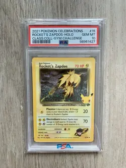2021 Pokemon SWSH Celebrations Rocket’s Zapdos Classic Collection #15 PSA 10 - Image 1