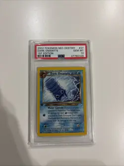 2002 PSA 10 Dark Omanyte 1st Edition 37/105 Uncommon Neo Destiny Pokemon WOTC - Image 1