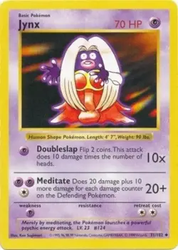 Pokemon TCG - Jynx - 31/102 - Shadowless Uncommon - Base Set [Moderately Played] - Image 1