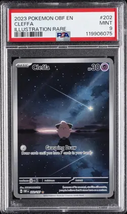 2023 POKEMON OBF EN-OBSIDIAN FLAMES ILLUSTRATION RARE #202 CLEFFA PSA 9 - Image 1