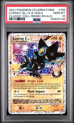 2021 POKEMON CELEBRATIONS CLASSIC COLL #109 LUXRAY GL LV.X-HOLO PSA 10 - Image 1