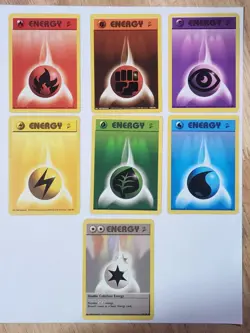 Pokemon BASE SET 2 -- 7 NUMBERED ENERGY CARDS -- NON-HOLO CARDS -- ALL NM - Image 1