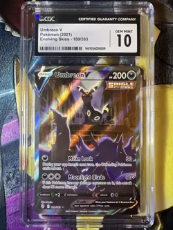 CGC 10 Umbreon V Alternate Art Evolving Skies 189/203 Alt Pokemon Card FA 2021 - Image 1