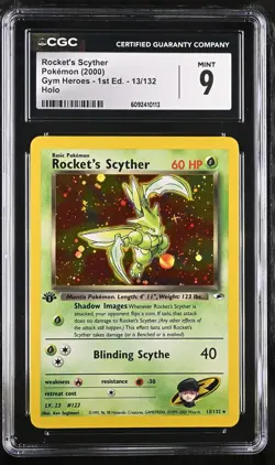CGC 9 MINT Rocket's Scyther Gym Heroes 1st Edition 13/132 Holo Pokemon Card - Image 1