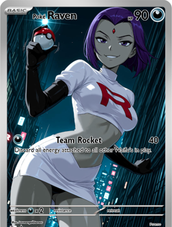 LoveangelGames-Season 2- Custom Card- Waifu Universe- Raven Team Rocket - Image 1