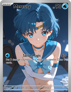 LoveangelGames-Season 2- Custom Card- Waifu Universe- Sailor Mercury Magic - Image 1
