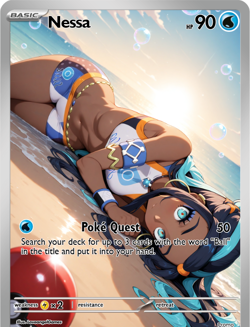 LoveangelGames-Season 2- Custom Card- Waifu Universe-Nessa Poke Quest - Image 1