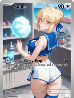 LoveangelGames-Season 2- Custom Card- Waifu Universe- Saber Candy - Image 1