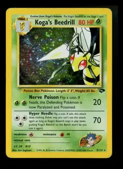 #5 Koga's Beedrill 9/132 Gym Challenge 2000 Holo Rare WOTC Pokemon Card TCG - Image 1