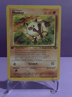 Pokemon TCG Mankey Jungle Set 1st Edition Common 55/64 - Image 1