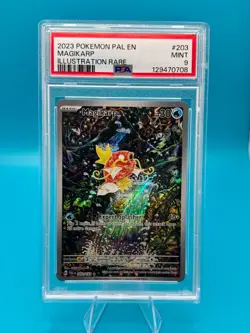 2023 Pokemon PALDEAN EVOLVE MAGIKARP #203 Illustration Rare, PSA 9 SHINJI - Image 1