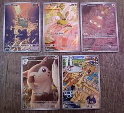 Lot of 5 - Pokemon Illustration Rares from Scarlet & Violet and Mega Evolutions - Image 1