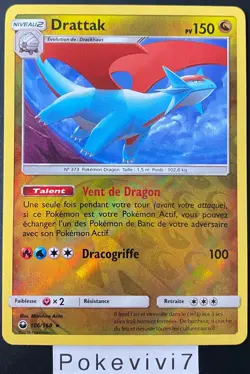 Carte Pokemon DRATTAK 106/168 HOLO Reverse Soleil et Lune 7 SL7 FR OCCASION - Image 1