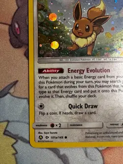 Pokemon Eevee 101a/149 Sun & Moon Cosmos Holo Rare SWIRL Near Mint - Image 5