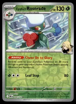 Cynthia's Roserade 008/182 Rare Destined Rivals Pokemon Reverse Holo Near Mint - Image 1