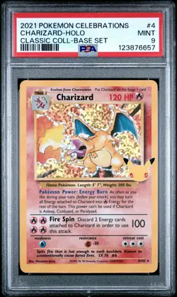 2021 POKEMON CELEBRATIONS CLASSIC COLL #4 CHARIZARD-HOLO PSA 9 - Image 1