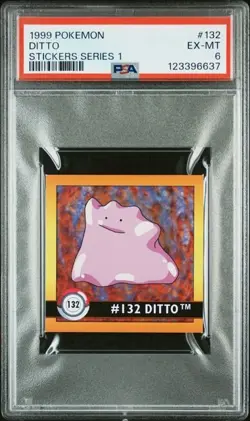 1999 Pokemon Series 1 Stickers Ditto #132 Vintage PSA 6 EX-MT - Image 1
