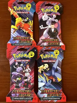 NEW Pokemon TCG Destined Rivals Booster Packs Sealed Cardboard 4 Artworks Set - Image 1