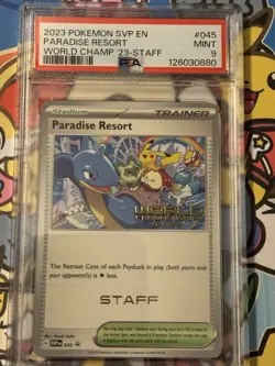 Paradise Resort 2023 SVP World Championships Pokemon Card Yokohama STAFF PSA 9 - Image 1