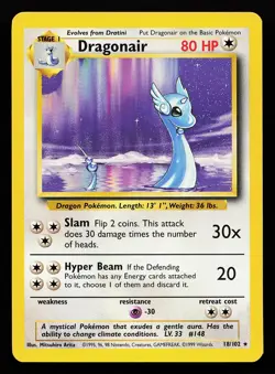 Dragonair 18/102 Rare Base Set Pokemon Card - Image 1