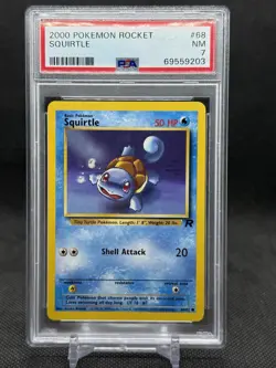 2000 Pokemon Team Rocket Squirtle #68/82 PSA 7 NM WOTC Vintage Card - Image 1
