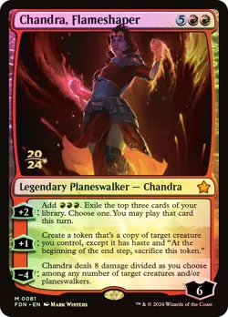 MTG FOIL Chandra, Flameshaper (Prerelease) (Foundations) - Promo #081 - Image 1