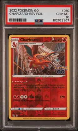 2022 POKEMON GO #010 CHARIZARD-REVERSE FOIL PSA 10 - Image 1