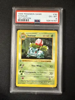 1999 Pokemon Base Set 1st Edition Ivysaur #30 PSA 6 EX-MT (Gray StampU) - Image 1