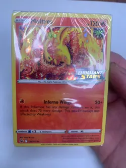 Pokemon TCG Moltres Brilliant Stars Prerelease Stamp SWSH185 Sealed Deck - Image 1