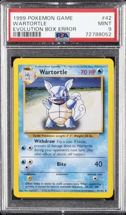 1999 POKEMON GAME EVOLUTION BOX ERR #42 WARTORTLE PSA 9 - Image 1