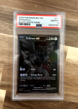 2025 Pokemon Blk EN Zekrom ex 172/086 Black White Rare PSA 10 - Image 1