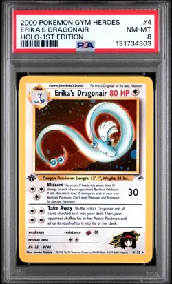 2000 POKEMON GYM HEROES HOLO-1ST ED #4 ERIKA'S DRAGONAIR PSA 8 - Image 1