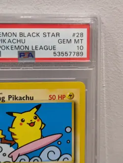 Surfing Pikachu Promo #28 PSA 10 Pokemon Graded Card Black Star Promo League TCG - Image 5
