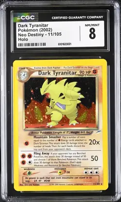 CGC 8 Dark Tyranitar Neo Destiny 11/105 Holo Pokemon Card NM/MINT psa - Image 1