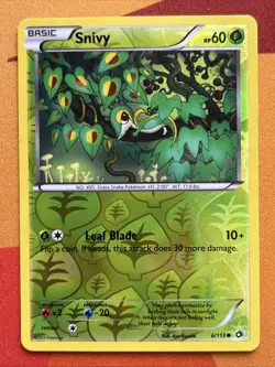Pokemon Card - Snivy - Reverse Holo - C (6/113) BW Legendary Treasures *LP* - Image 1