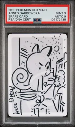 Pokemon Old Maid Spare Card MEOWTH Sketched & Autographed by Agnes Garbowska - Image 1