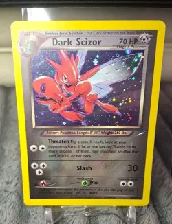 Read!! 2000 Pokemon Card Neo Destiny Rare Holo: Dark Scizor 9/105 LP-MP Cond. - Image 1