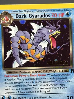 Dark Gyarados PreRelease 8/82 Promo Holo Team Rocket Pokemon Card Near Mint - Image 3