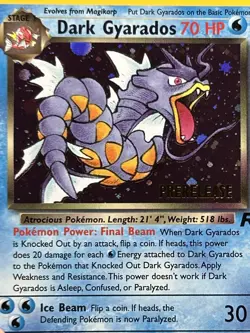 Dark Gyarados PreRelease 8/82 Promo Holo Team Rocket Pokemon Card Near Mint - Image 4
