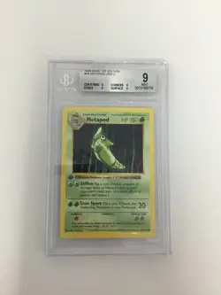 Metapod 54/102 Pokemon 1999 Base 1st Edition Shadowless Beckett 9 D - Image 2