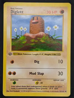 *DESC* HP 1st Edition Diglett 047/102 Pokemon Base Set (Shadowless) - Image 3