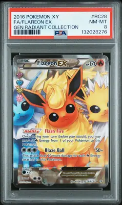 Flareon EX RC28/RC32 Pokemon XY Generations Radiant Collection RC28 NM-MT PSA 8 - Image 1