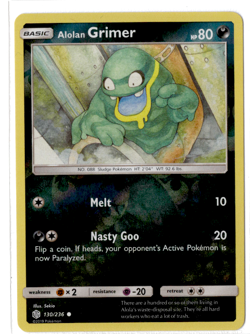 Alolan Grimer - 130/236 - Reverse Holo - Pokemon Cosmic Eclipse - Image 1